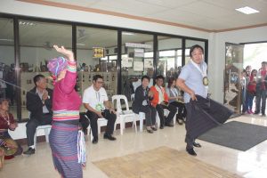 LET’S CELEBRATE. Apayao Governor Elias C. Bulut, Jr. shows his skills in dancing taddo (a native dance of Apayao and part of a ritual for staged by Iapayaos) after the ribbon-cutting /inauguration of the newly-constructed four-storey Research and Development Building of the Apayao State College (ASC) in Luna, Apayao which coincides with the 19th Charter Day of the ASC. Also included in this occasion was the launching of the ASC Center for Historical and Cultural Studies. By: GERRIAHZON S. SEBASTIAN. 