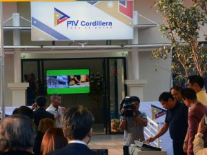 President Rodrigo Roa Duterte leads the ceremonial switch-on of the People’s Television (PTV) Cordillera Hub in at the PIA-CAR Compound in Lualhati, Baguio City on March 11, 2017. Also present in the event were Baguio City Mayor Mauricio Domogan, PTV Chief Executive and General Manager Dino Apolonio, Presidential Legal Counsel Salvador Panelo, and Presidential Communications Secretary Martin Andanar. President Rodrigo Duterte announces he will give the government-funded TV station a free hand in improving its programs and since PTV4 is funded by the taxes from the people, it should also provide services that are worthy of the people’s taxes. President Duterte said he is ready to give government media facilities freedom as he vowed he will never use the state-run Peoples Television Network (PTV) for his personal agenda. (March 17, 2017) REDJIE MELVIC CAWIS, PIA-CAR.