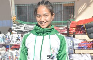 FIRST STRIKE. Eza Rai C. Yalong of the University of Baguio once again struck the first gold for TeamCordillera in this year’s Palarong Pambansa in Antique, Western Visayas. Yalong also garnered two bronze medals. Marvin John Flores